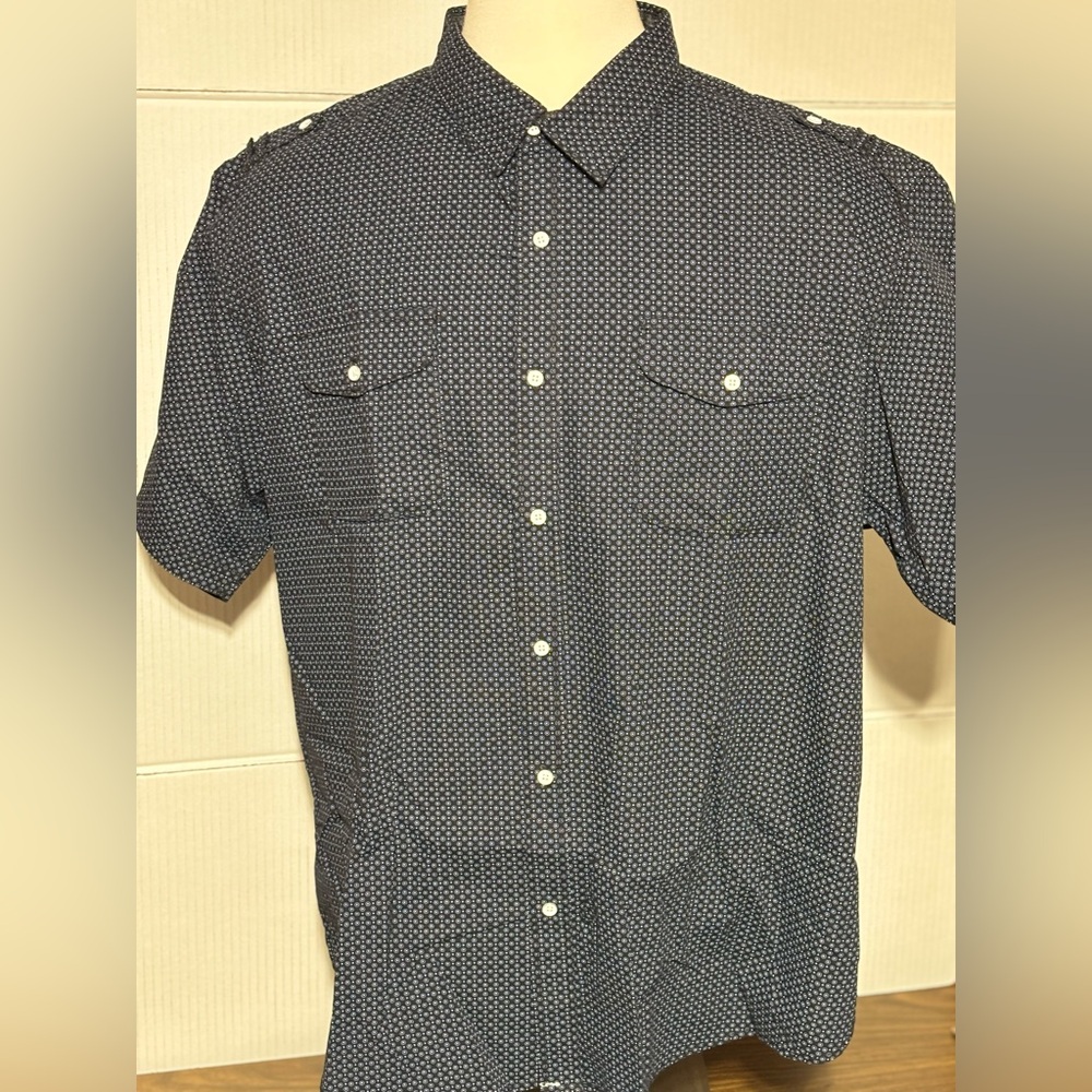 Paper denim &Cloth men’s 3X 100% cotton button up. NWOT shirt dark blue w/dots
